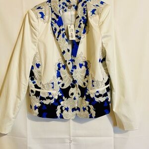 Worthington White and Blue Patterned Blazer NWT